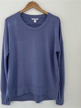 Athleta Scoop Neck Pullover Sweater in Dusty Blue